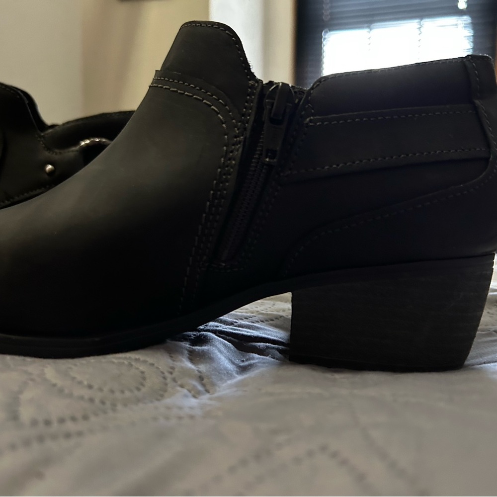 Women's Black Ankle Bootie with Low Block Heel